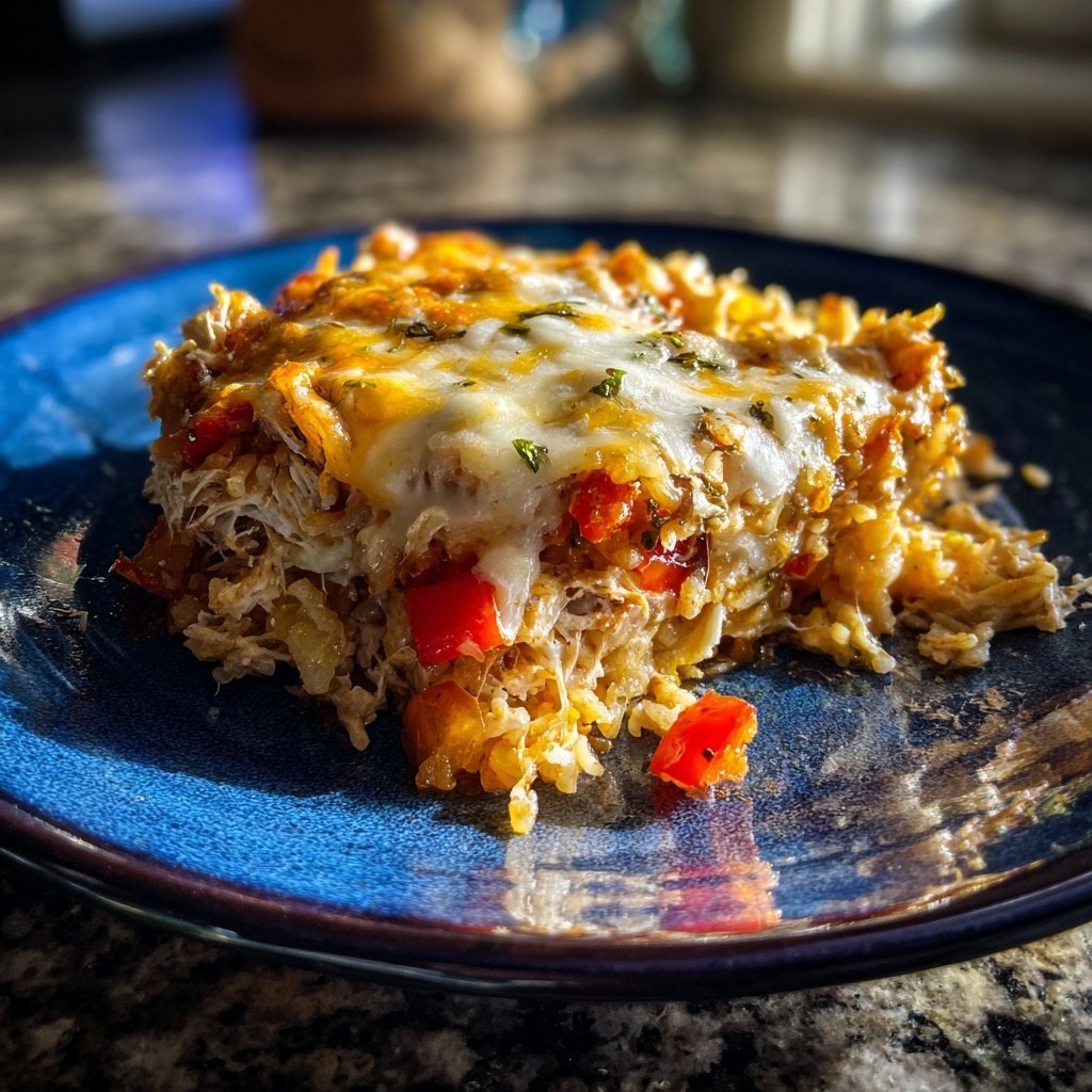 Shredded Chicken Mexican Rice Casserole