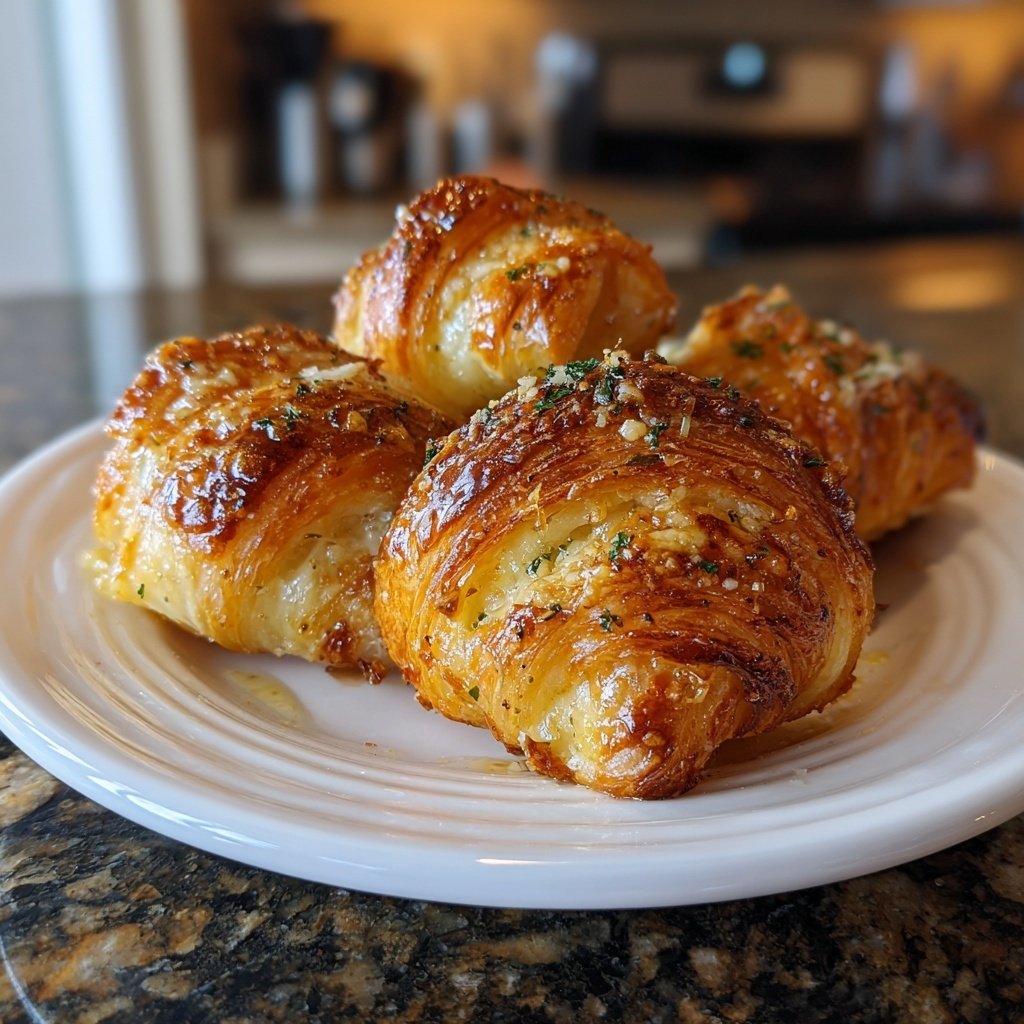Crispy Butter Garlic Croissant Rolls