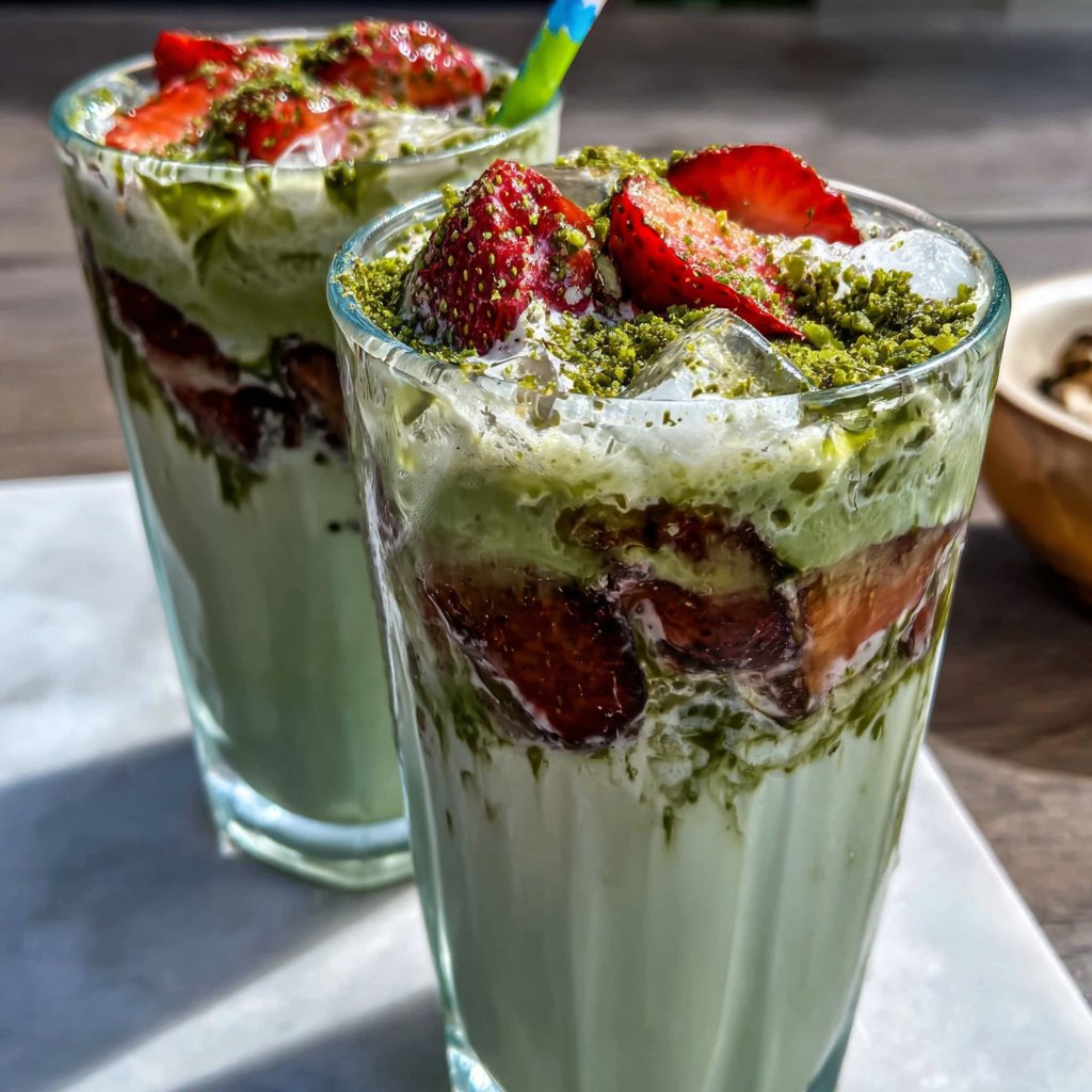 Iced Strawberry Matcha Cream Drink