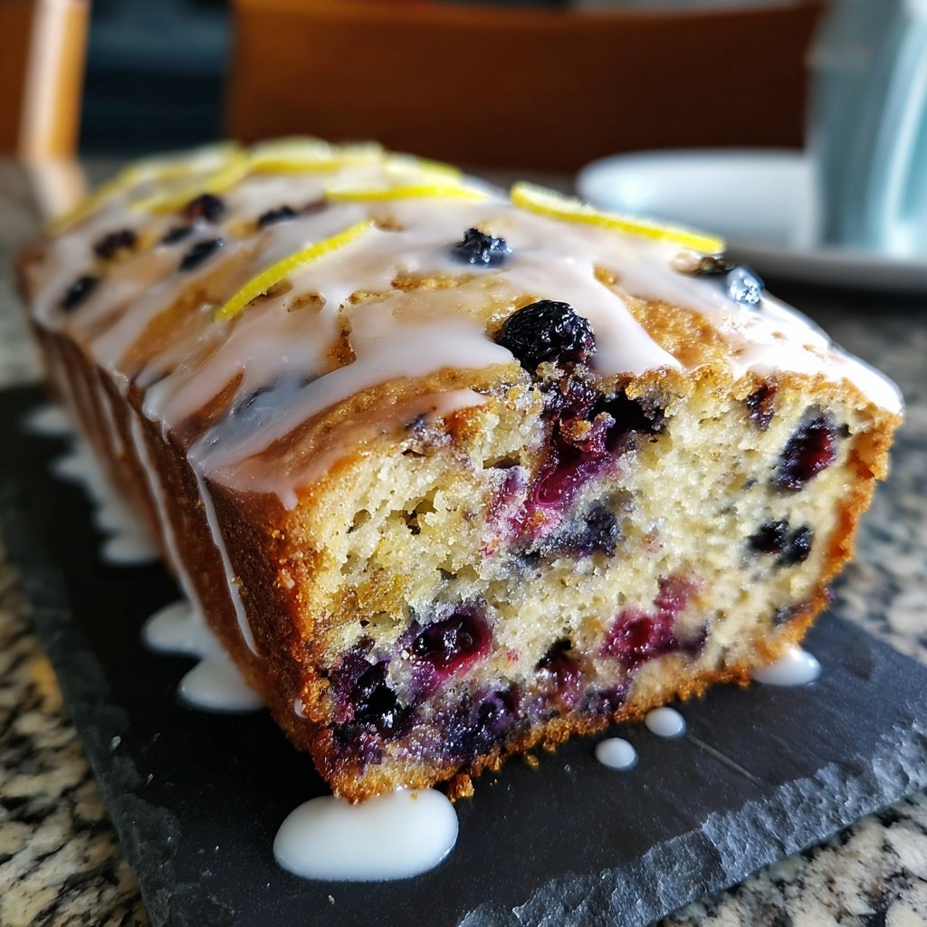 Blueberry Lemon Loaf With Glaze