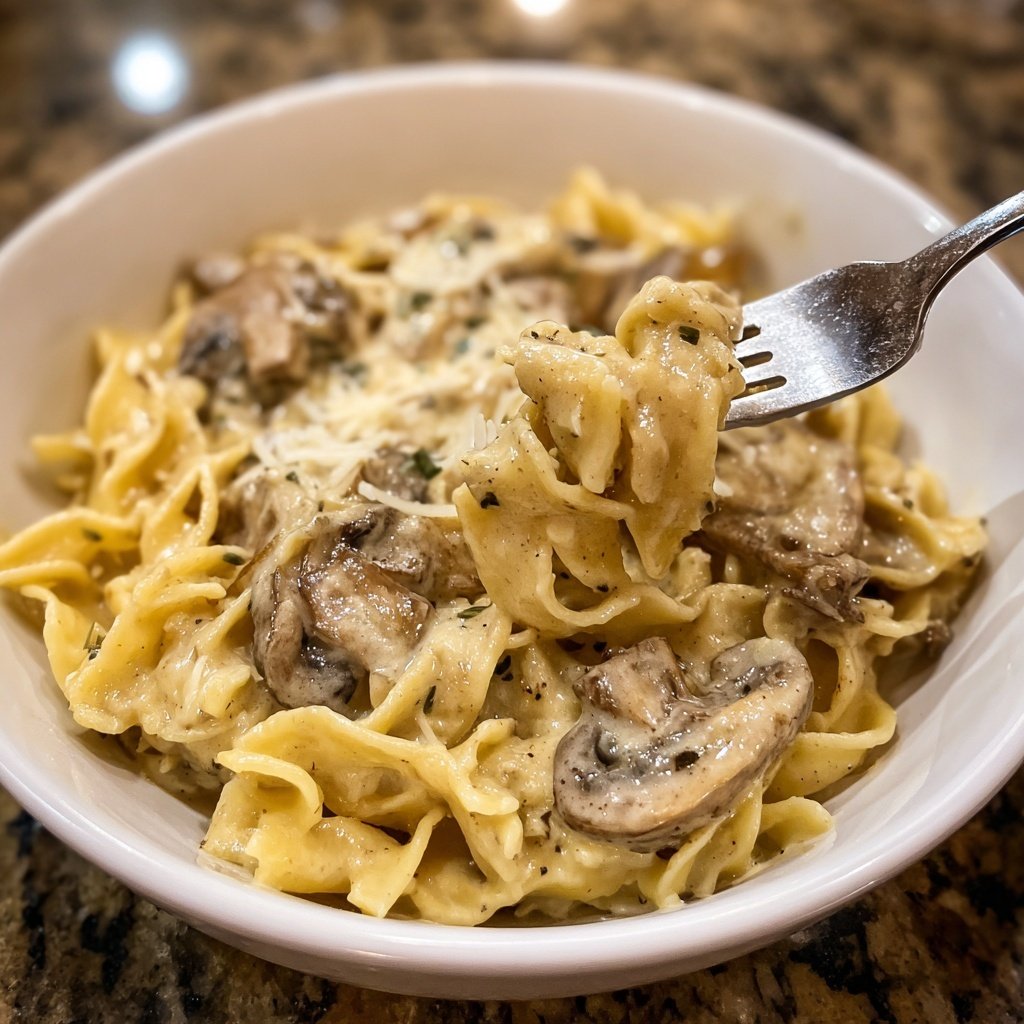 Valentine Dinner Creamy Mushroom Pasta