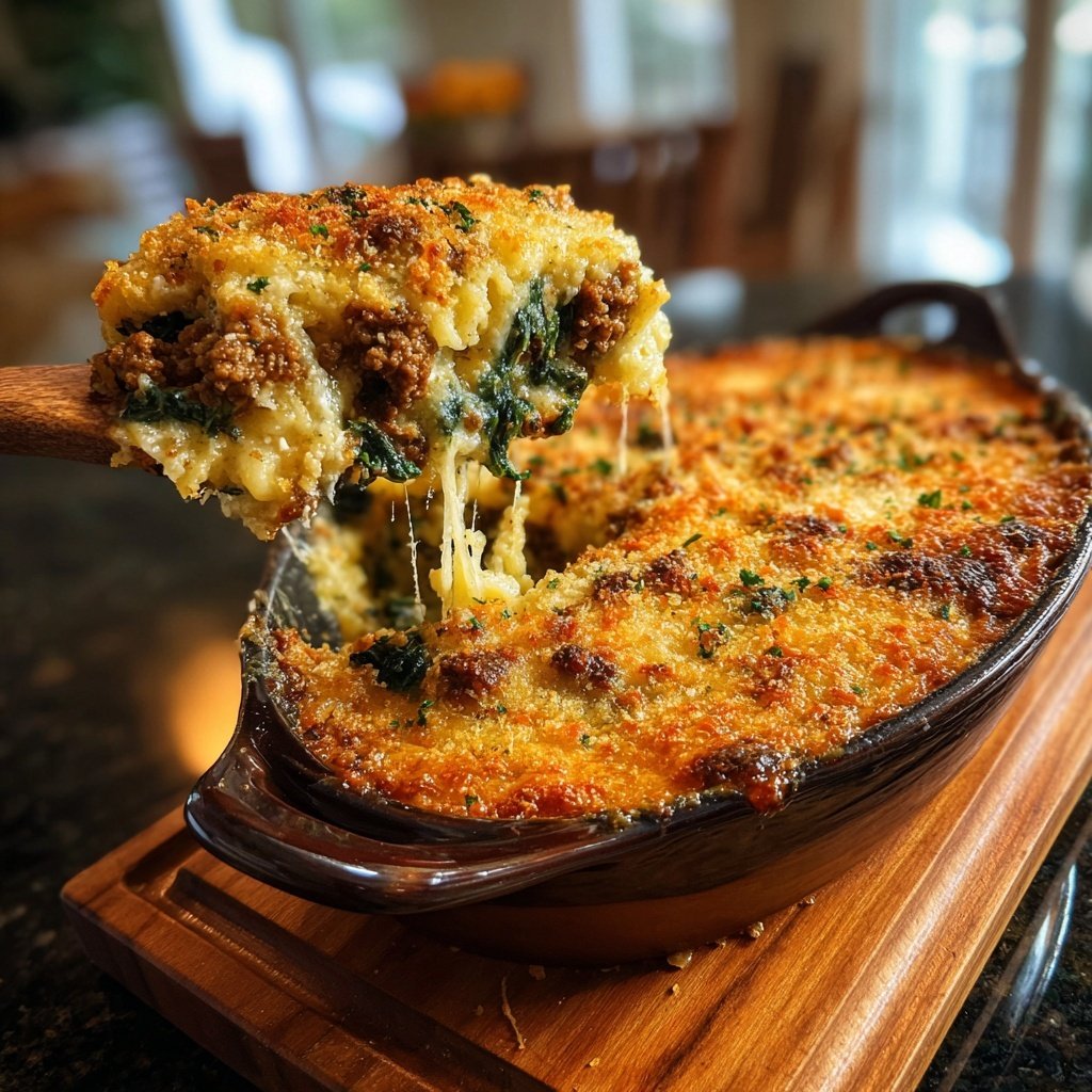 Ground Beef And Spinach Casserole
