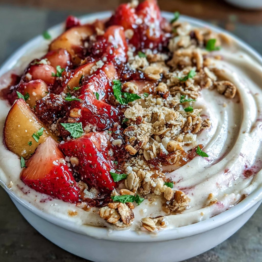 Strawberry Peach Smoothie Bowl